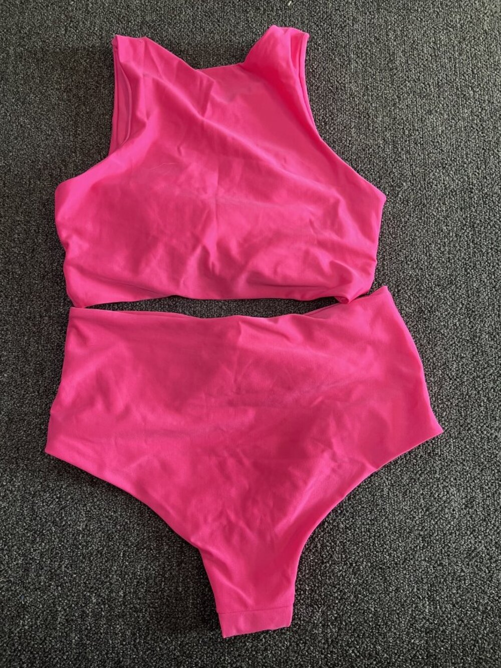 Unbranded Size Medium (M) Women's Hot Pink High Waisted Tankini Swimsuit Set wit - Picture 4 of 5